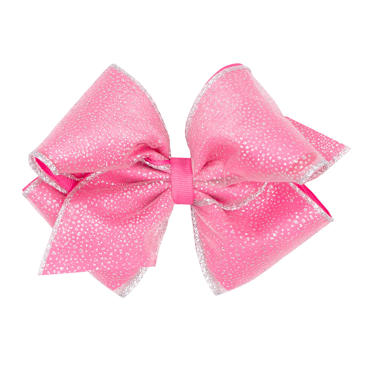 King Sparkle Overlay Bow - Hot Pink / Silver